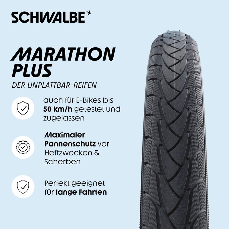 Schwalbe Marathon Plus HS 440 Road Bike Tire (700x28, Allround Wire Beaded, Reflex) - Image 2